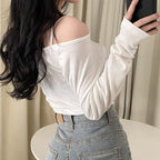 Off-the-shoulder long-sleeved top