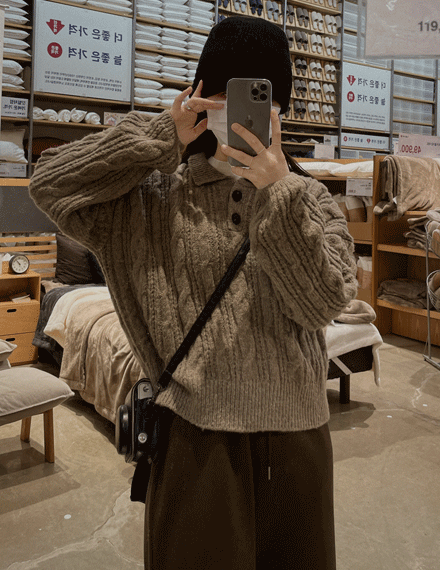 【🍷聖誕新年PICK】雙扣領麻花針織上衣